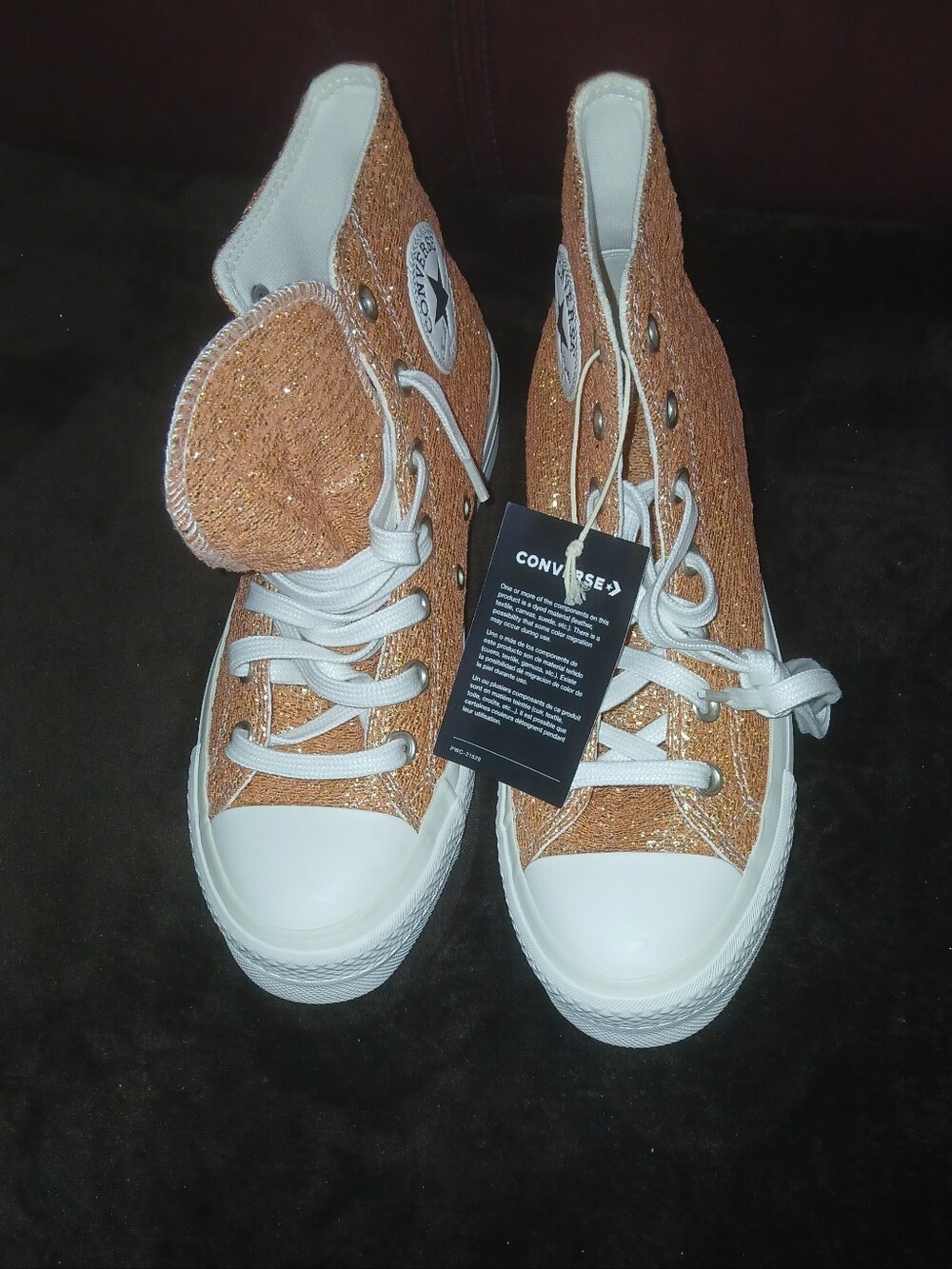 Converse Women's High Top Sneakers in Metallic Copper Glitter
